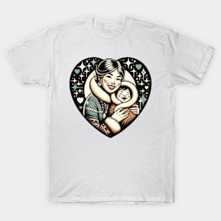 Vintage Motherhood Love Heart Symbol of Maternal Affection T-Shirt